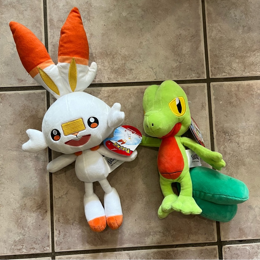 Pokémon Plush Scorbunny & Treecko | NWT.